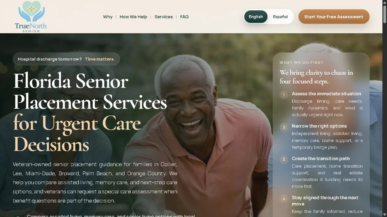 True North Senior homepage screenshot