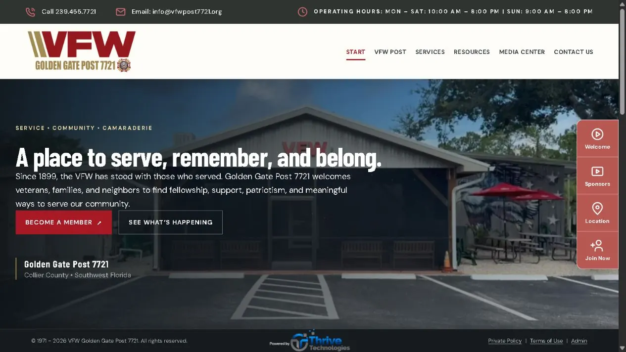 VFW Post 7721 homepage screenshot